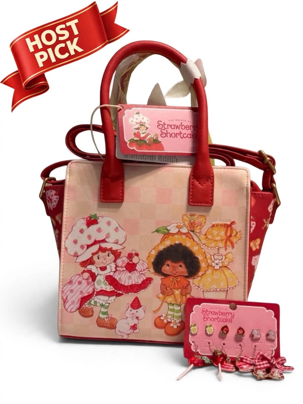 NWT Loungefly Strawberry Shortcake Orange Blossom Bag 6 Pr Earrings